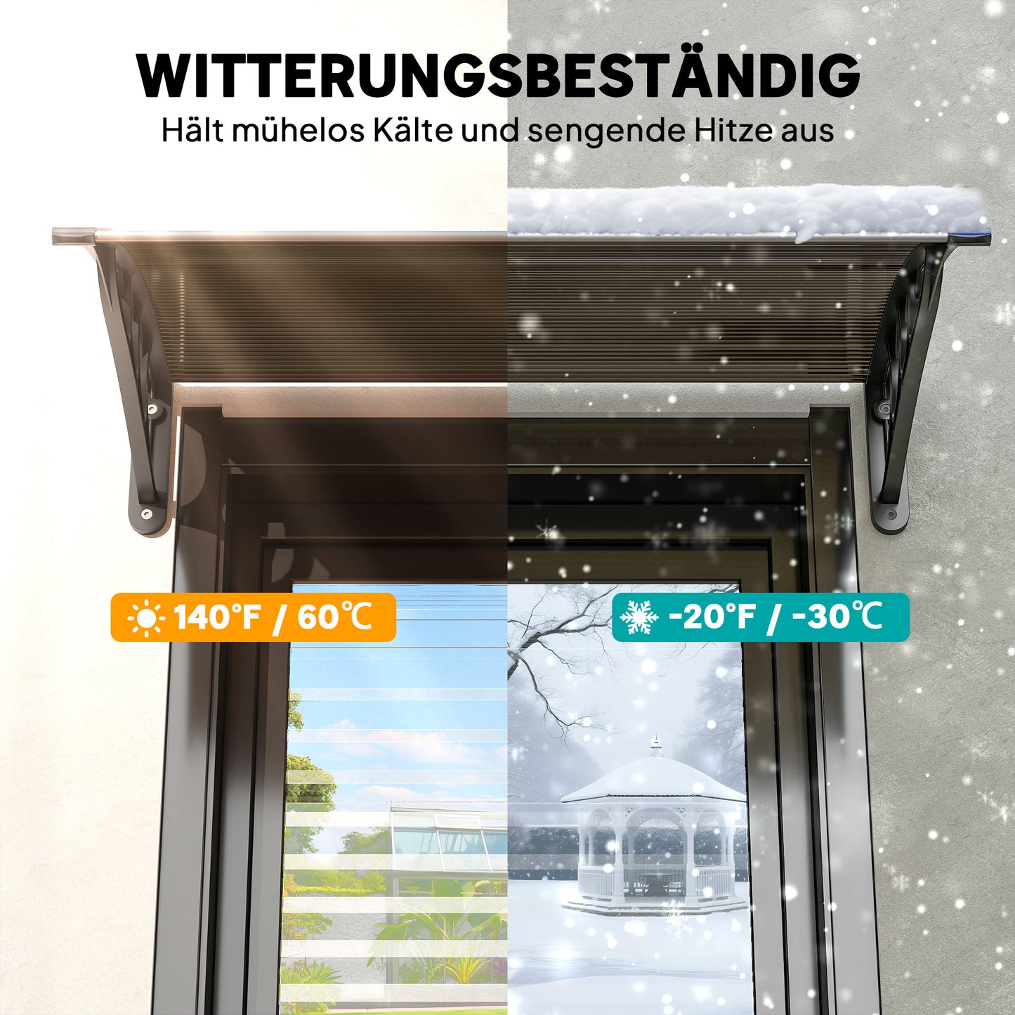 Outsunny Vordach Haustürvordach 75 x 100 cm Pultvordach Überdachung Polycarbonat Braun