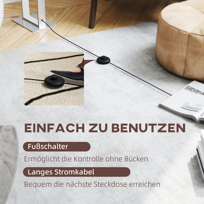 HOMCOM Moderne Stehlampe, 3 Modi, Fußschalter, verstellbare Helligkeit, Leinenoptik, Weiß