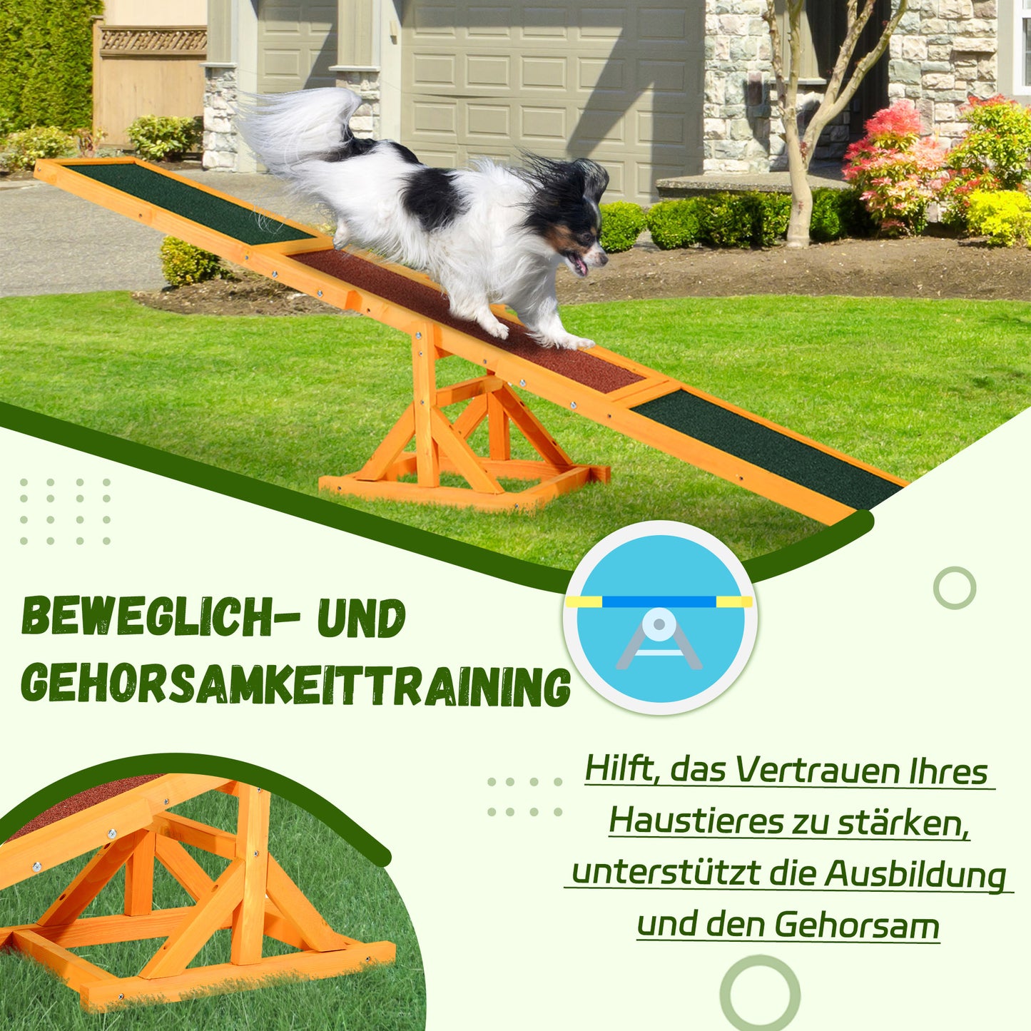 PawHut Hundewippe für Agility Training, rutschfest, bis 50 kg belastbar, 180 x 30 x 30 cm