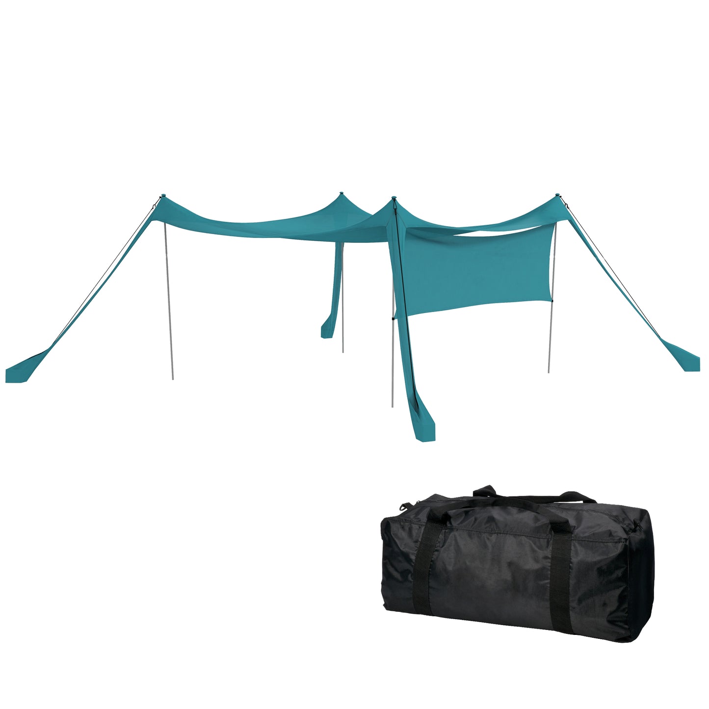 Outsunny Sonnensegel, wasserdicht, anpassbar, leicht, faltbar, Stahlstützen, 3x3x2m, Himmelblau