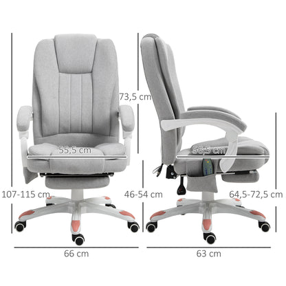 Vinsetto Massage Sessel, Bürostuhl, Gaming Stuhl, Polyester, Schaumstoff, Nylon, Grau, 66 x 63 x 107-115 cm