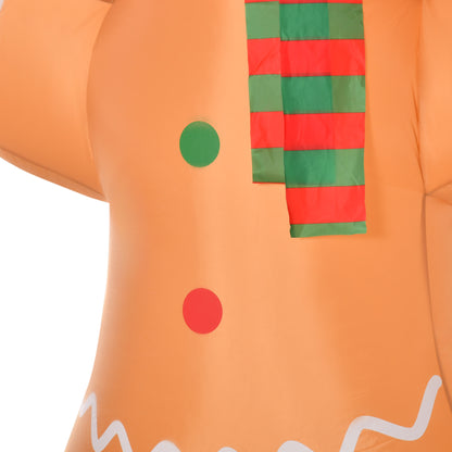 HOMCOM Selbstaufblasender Lebkuchenmann, inkl. Gebläse, Weihnachtsdekoration 2,4 m mit LED-Lichtern