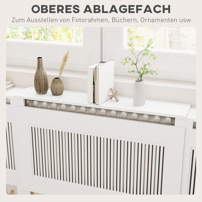 HOMCOM Heizkörperverkleidung, Lamellendesign, verstellbare Länge 125-201 cm, MDF, Weiß
