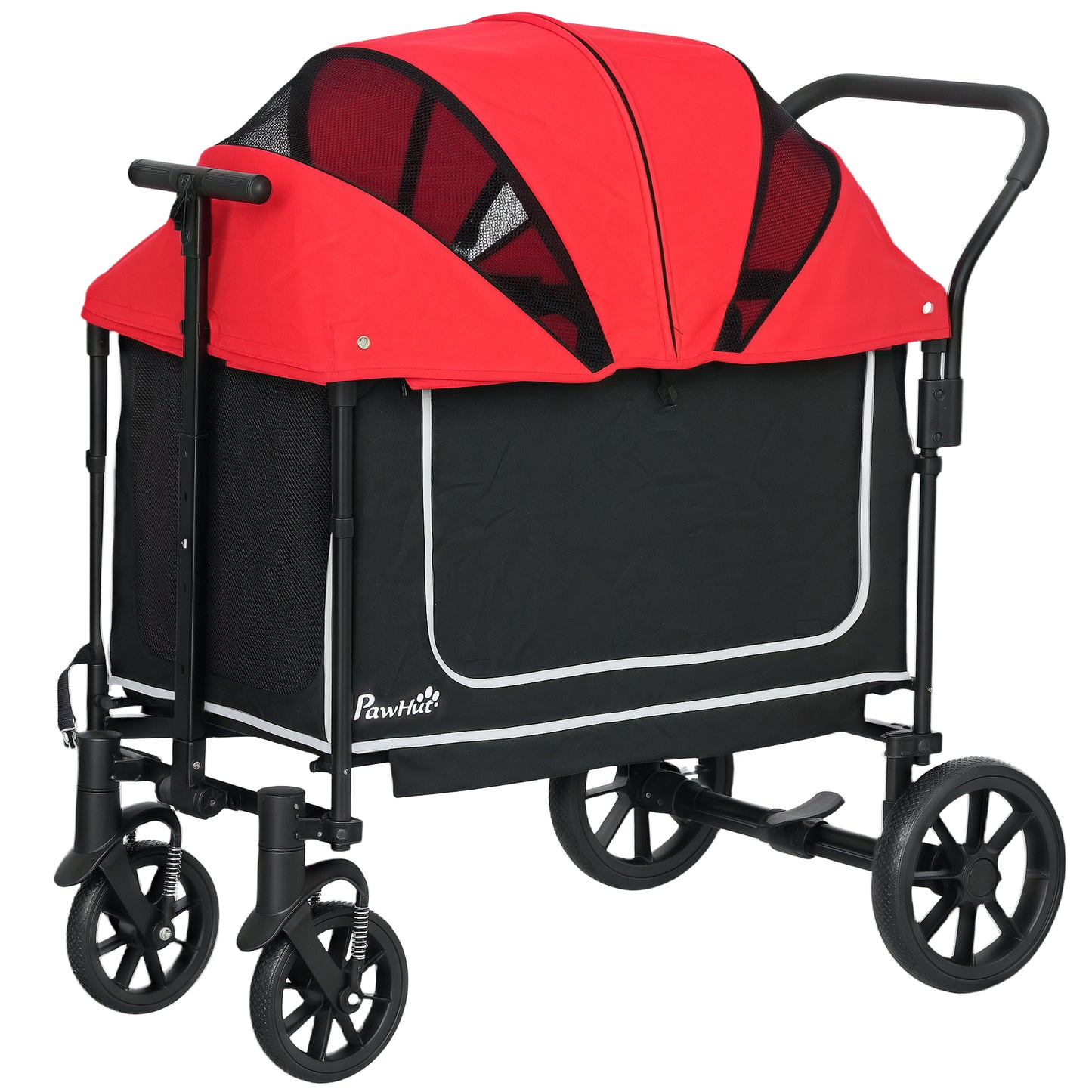PawHut Hundewagen Hundebuggy klappbar für Hunde & Katzen bis 30 kg 110 x 65 x 102 cm Rot