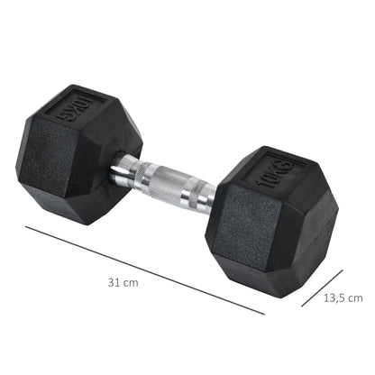 HOMCOM Hexagon Hanteln, 2er Set Hanteln mit gerändeltem Griff, Kurzhantelset aus Gusseisen, 2 x 10 kg, Kurzhanteln für Männer Frauen, Zuhause, Fitnessstudio, Krafttraining