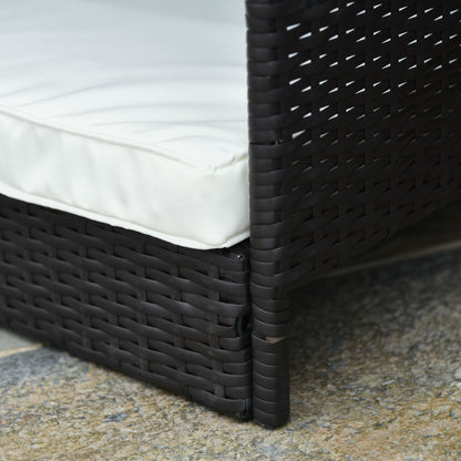 PawHut Rattan Hundeliege Outdoor mit Dach, Erhöhtes Hundebett für kleine und mittelgroße Hunde, Kühlendes Haustierliege mit Metallrahmen, Kissen für Draußen, 69 x 98 x 70 cm, Kaffee-Braun