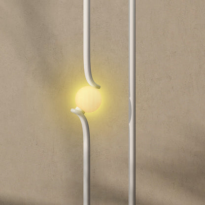 HOMCOM LED-Bodenlampe, Musiknoten-Design, Glasschirm, Metall, Kunststoff, Weiß