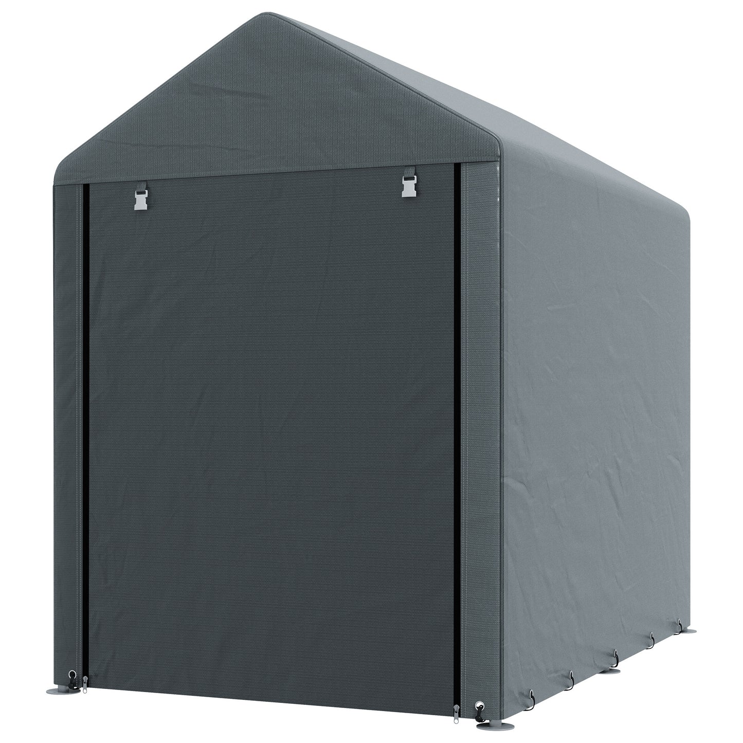 Outsunny Gartenschuppen, Lagerzelt, robust & wetterfest, Stahlrahmen, 1,2x1,8x1,6m, Dunkelgrau