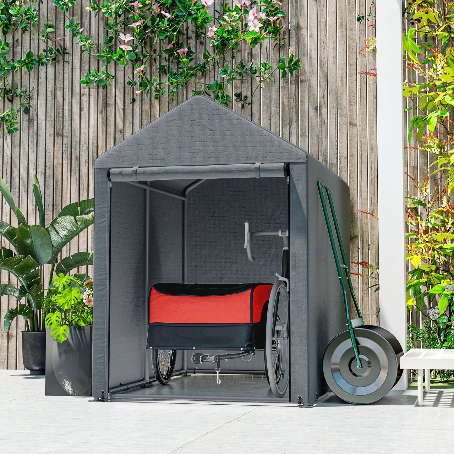Outsunny Rasenwalze mit U-Griff, Gartenwalze, Gartenrolle, 40 cm Durchmesser, 60 L Wasser-/Sandfüllung, Metall, Schwarz 57 x 40 x 123 cm