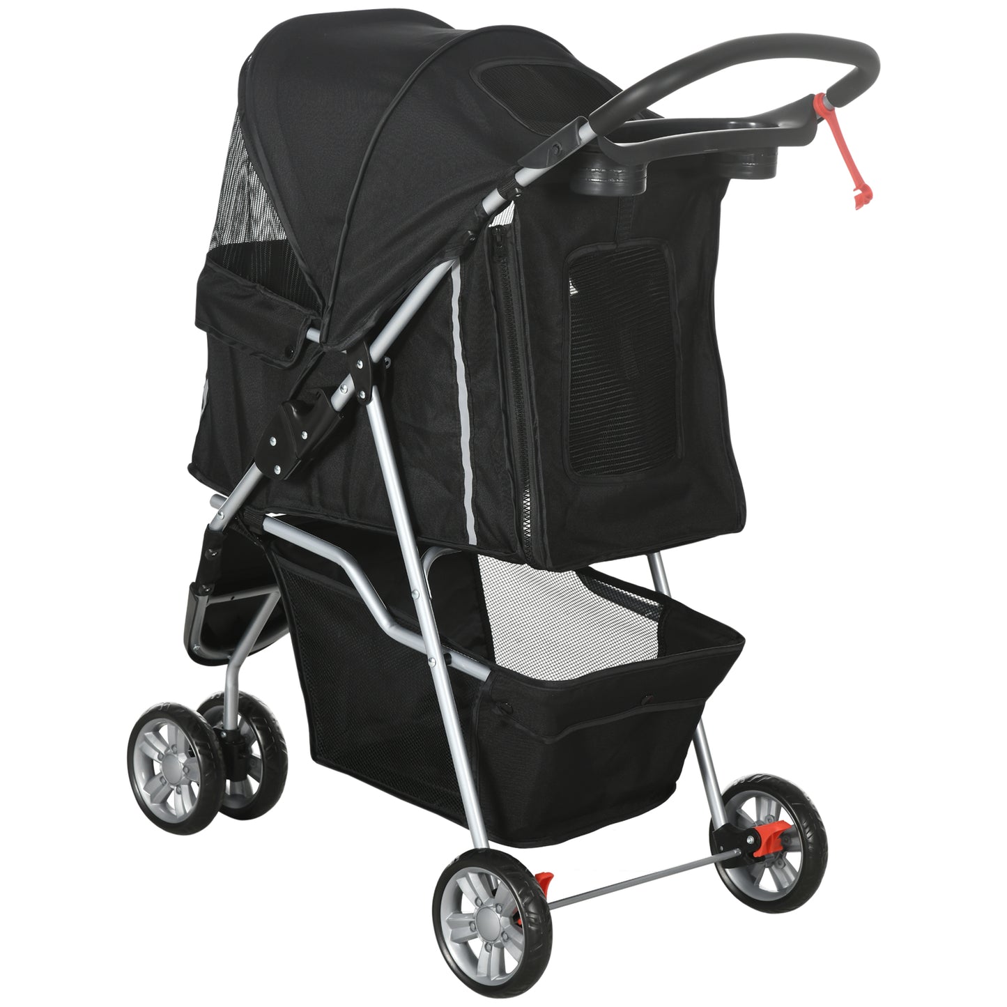 PawHut Hundewagen Hundebuggy klappbar für Hunde & Katzen bis 10 kg 75 x 45 x 97 cm Dunkelgrau