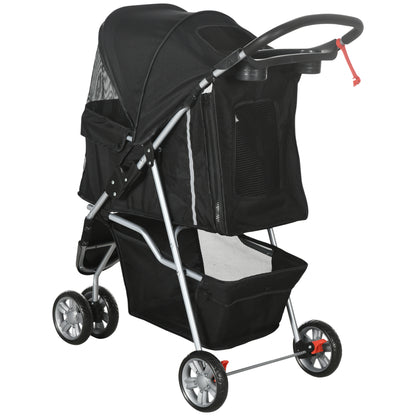 PawHut Hundewagen Hundebuggy klappbar für Hunde & Katzen bis 10 kg 75 x 45 x 97 cm Dunkelgrau