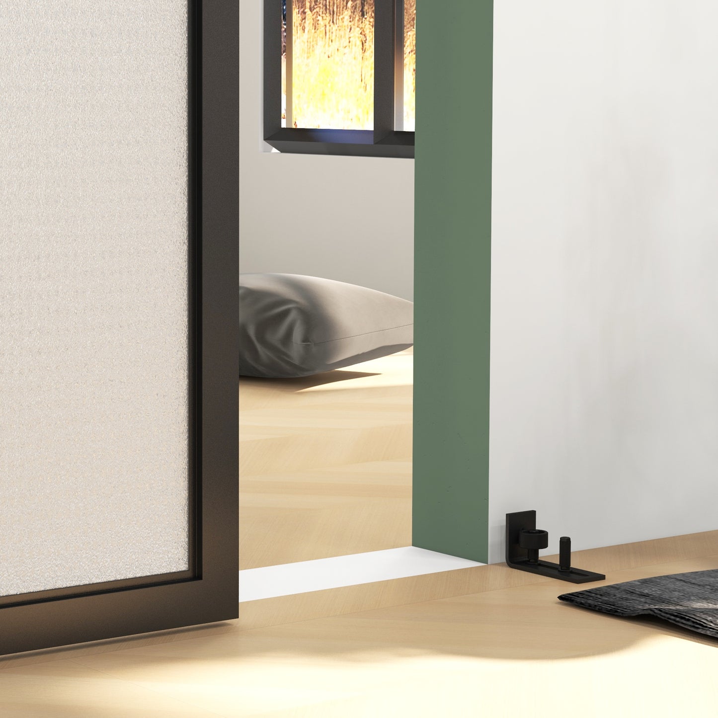 HOMCOM Schiebetür-Bausatz, leise & leichtgängig, für Holz- & Zementwände, 244cm, Stahl, Schwarz