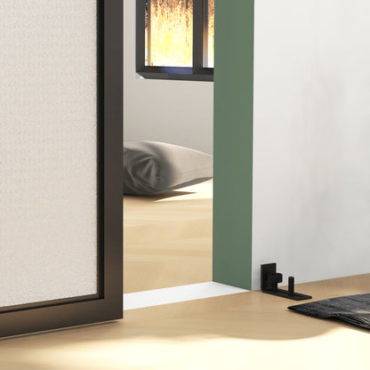 HOMCOM Schiebetür-Bausatz, leise & leichtgängig, für Holz- & Zementwände, 244cm, Stahl, Schwarz