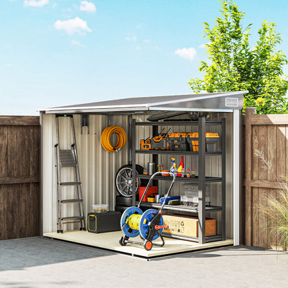 Outsunny Metall Gerätehaus 2,81m² 154x206,5x181 cm Geräteschuppen mit Pultdach Fundament