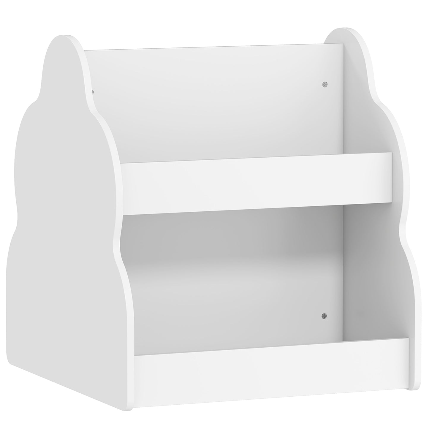 AIYAPLAY Kinderregal, 2-stöckiges Kinder-Bücherregal mit Rädern, 4 Regalen, für Kinderzimmer, Spielzimmer, 54x50x56 cm, Weiß
