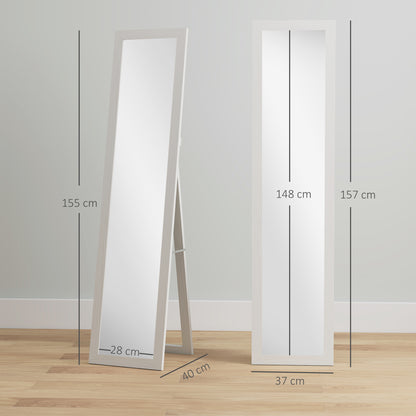 HOMCOM Standspiegel، Ganzkörperspiegel mit Ständer، freistehender Wandspiegel، 37 x 157 سم، فايس