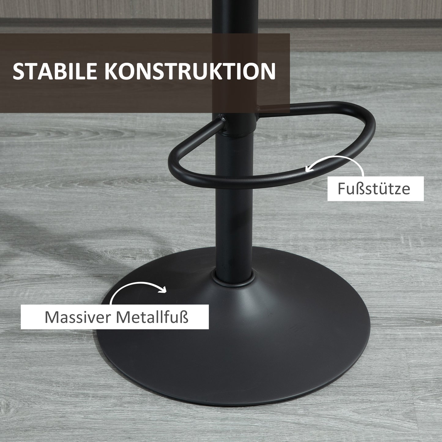 HOMCOM 2er-Set Barhocker من التصميم الرجعي، بالحبر. Fußstütze، höhenverstellbar، Gaslift، Braun + Schwarz