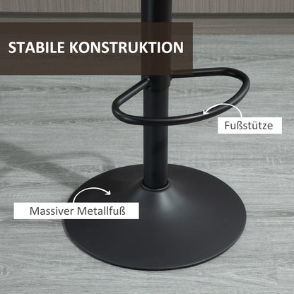 HOMCOM 2er-Set Barhocker من التصميم الرجعي، بالحبر. Fußstütze، höhenverstellbar، Gaslift، Braun + Schwarz