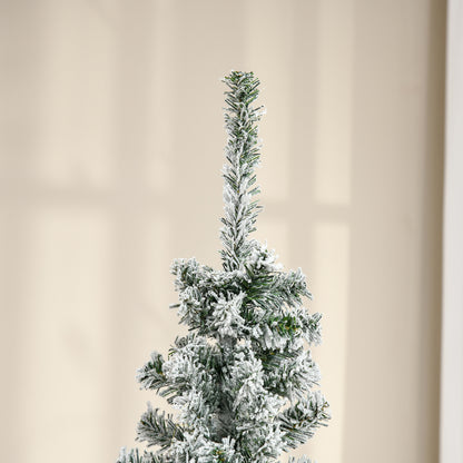 HOMCOM Künstlicher Weihnachtsbaum 180 cm Bleistift Kiefernbaum mit Schnee, 492 Spitzen für drinnen