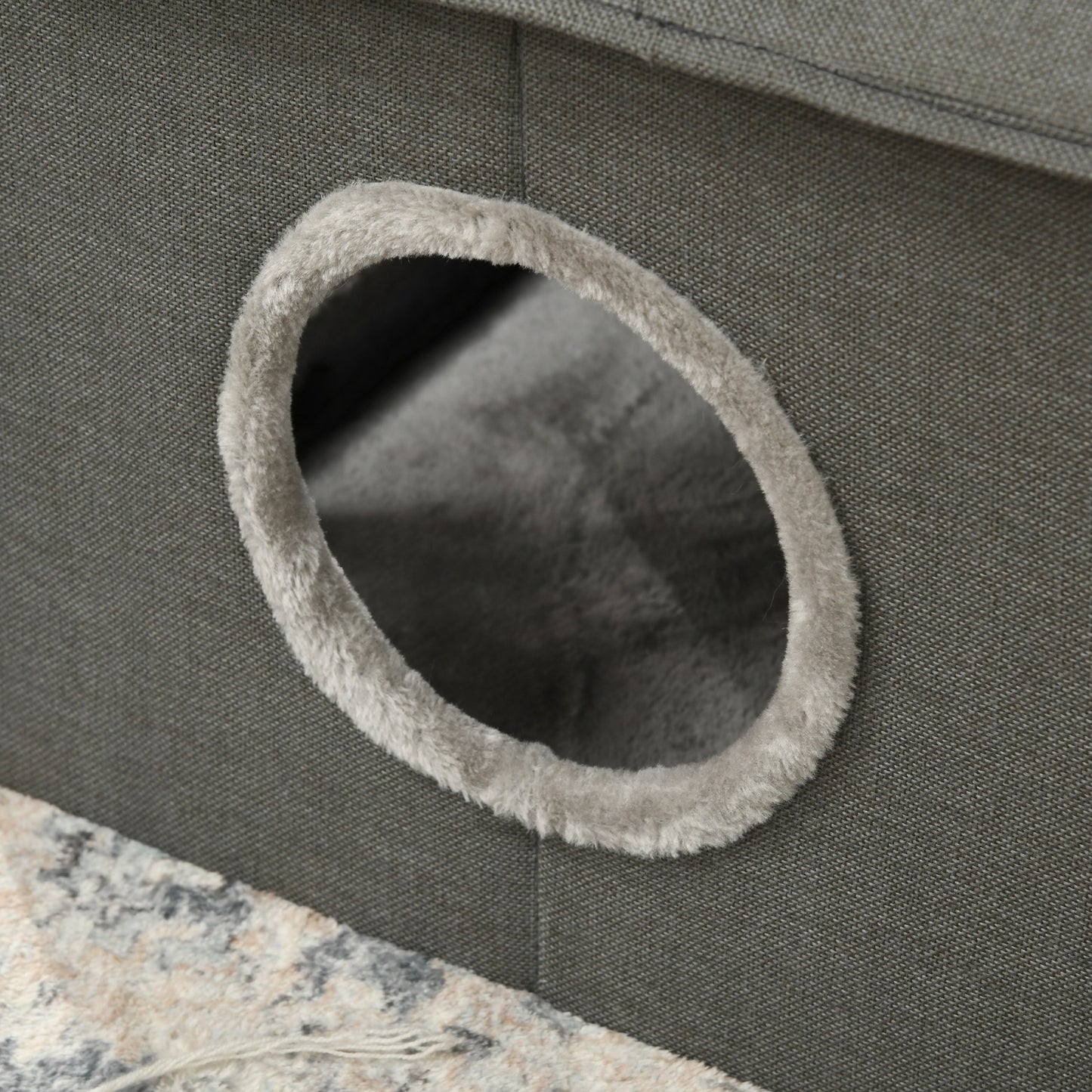 PawHut Katzenhöhle mit Kissen, Katzenbett, Haustier-Reisebett, waschbares Kissen, Khaki/Grün