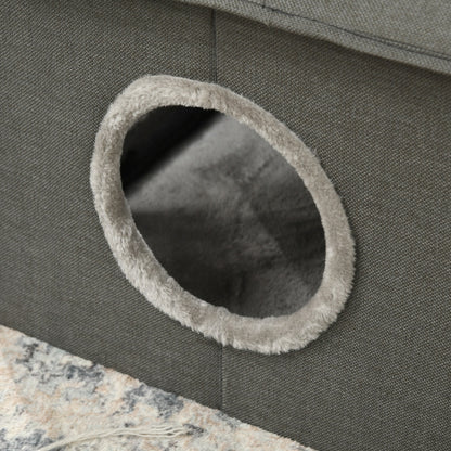 PawHut Katzenhöhle mit Kissen, Katzenbett, Haustier-Reisebett, waschbares Kissen, Khaki/Grün