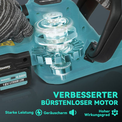 Outsunny Elektro Heckenschere Akku Elektrischer Heckenschneider mit 51cm Schnittlänge Motor, Akku Blau