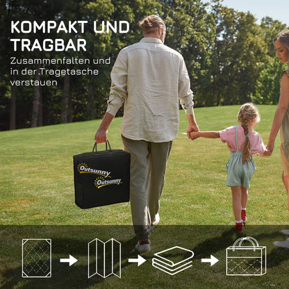 Outsunny Outdoorteppich Terrassenteppich, wetterbeständig, modernes Design, 182 cm x 274 cm x 0,3 cm, Schwarz + Weiß