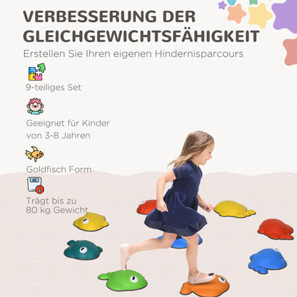AIYAPLAY Balance-Trittsteine, 9er-Set, rutschfest, stapelbar, In- & Outdoor, Bunt