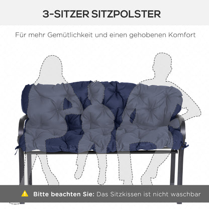 Outsunny Sitzpolster für Bänke, Bankpolster mit Befestigungsbändern, für bis zu 3 Personen, Schaumstoff-Füllung, Sitzpolste