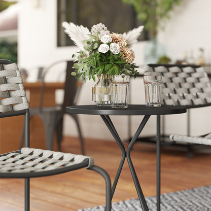 مجموعة Outsunny Polyrattan Gartenmöbel، صالة خارجية Balkonmöbel für 2 شخص، 3-teilig 2 Stühle، Tisch Grau