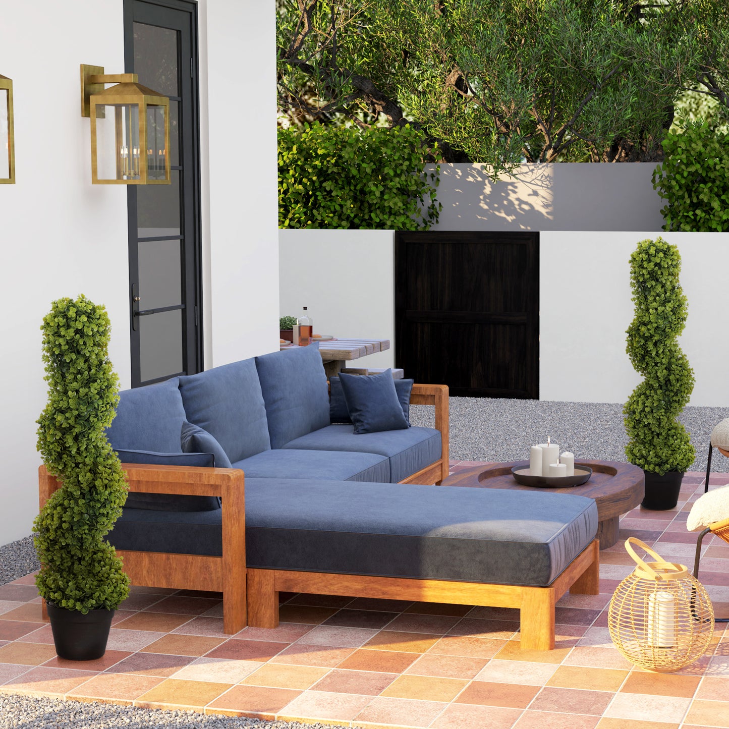 HOMCOM 2er-Set Dekorative Pflanze, Kunstpflanzen in Töpfen, Künstliche Pflanzen für Zuhause, Indoor, Outdoor, 90 cm, Grün