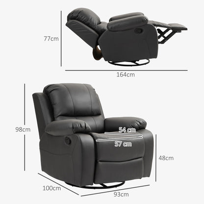HOMCOM Relaxsessel, verstellbare Lehne & Fußstütze, drehbar, bis 150 kg, Stahlrahmen, 93x100x98cm, Schwarz