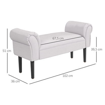 HOMCOM Bettbank, Polsterbank, Sitzbank, Flurbank für Schlafzimmer, bis 130 kg Belastbar, Segelstoff, Grau, 102 x 36 x 51 cm