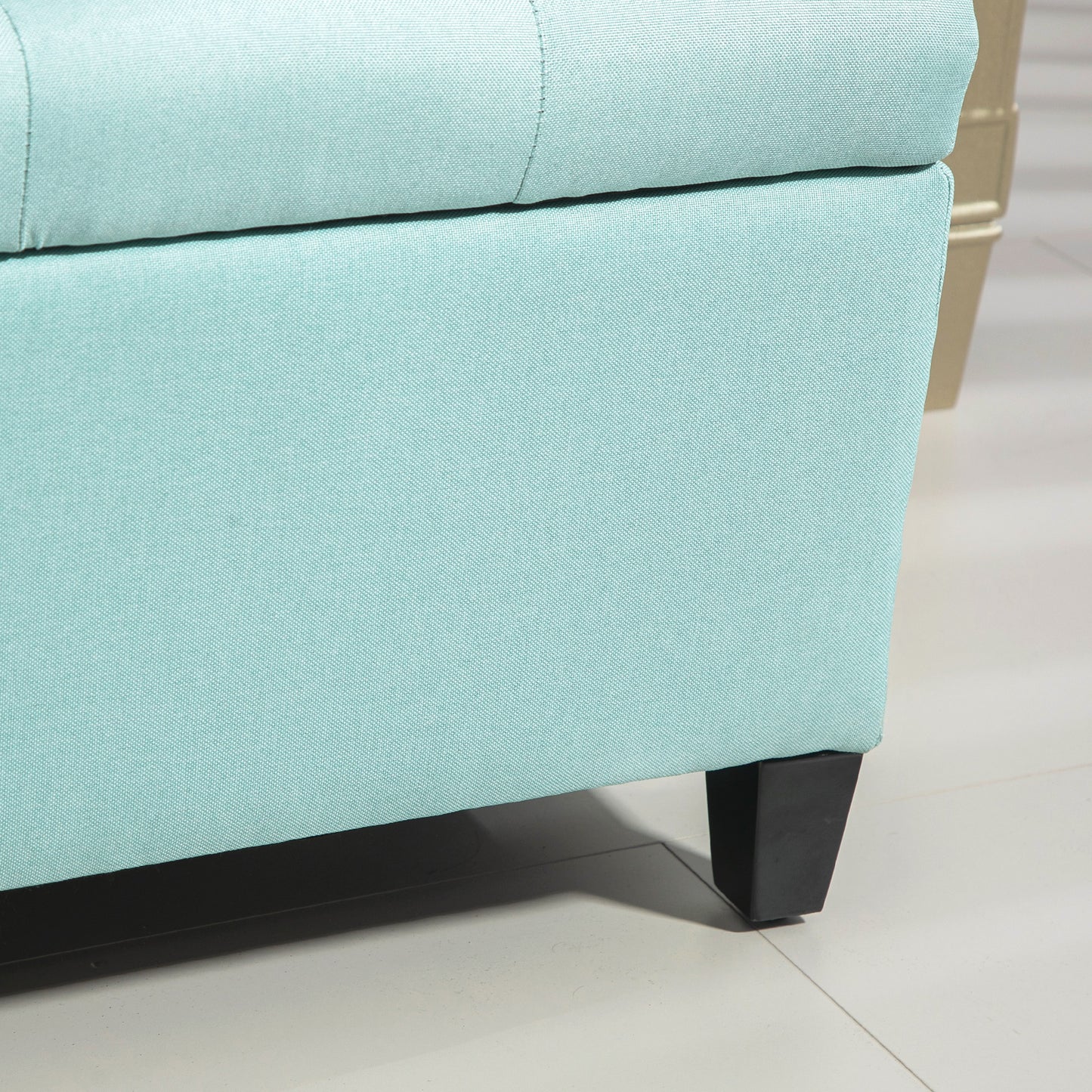 HOMCOM Sitzbank, Polsterbank mit Stauraum, leinenartiges Polyester, Kautschukholz, 100 x 40 x 44 cm, Grün