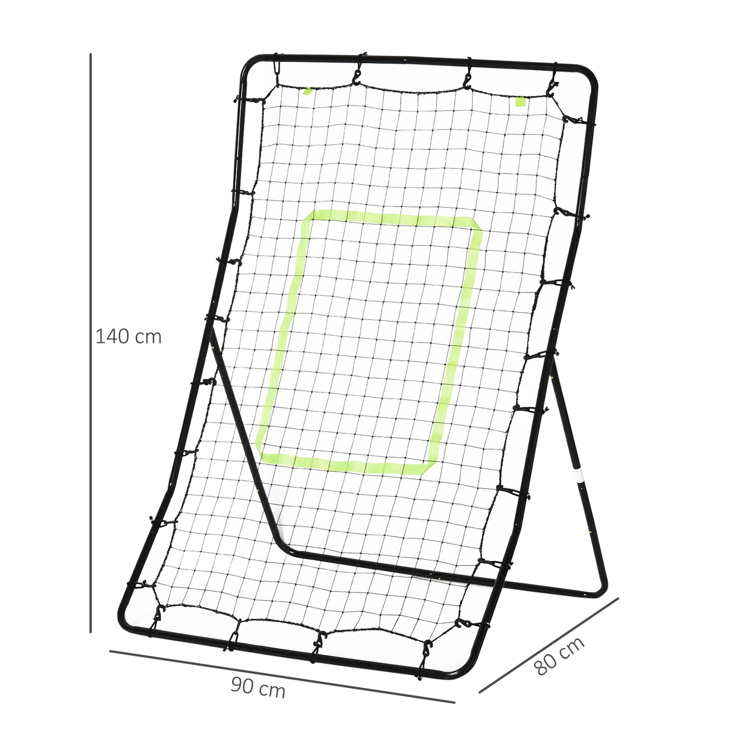 HOMCOM Baseball Rebounder, Tragebar Softball Pitchback-Netz, Rückprallnetz mit Ziel Zone, verstellbarem Winkel Pitching Netz für Basebälle Softbälle, Metall, Schwarz