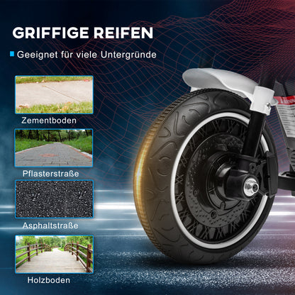 HOMCOM Elektro-Kindermotorrad, LED-Scheinwerfer, abnehmbare Stützräder, bequemer Sitz, Rot/Schwarz