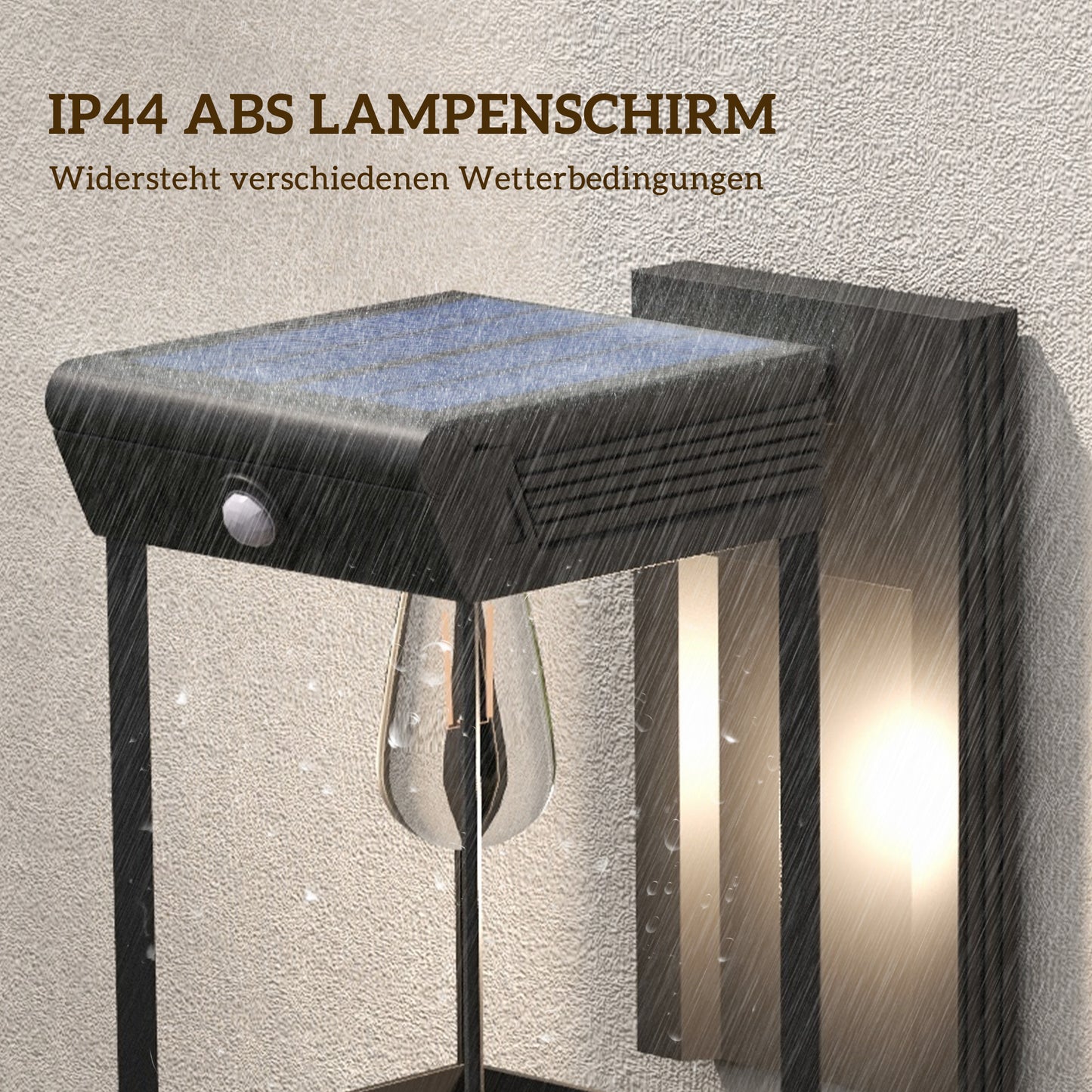Outsunny Garten-Solarlicht Außenleuchte Solarlampe, wetterbeständig, Bewegungssensor, 14 cm x 24 cm x 24 cm, Schwarz