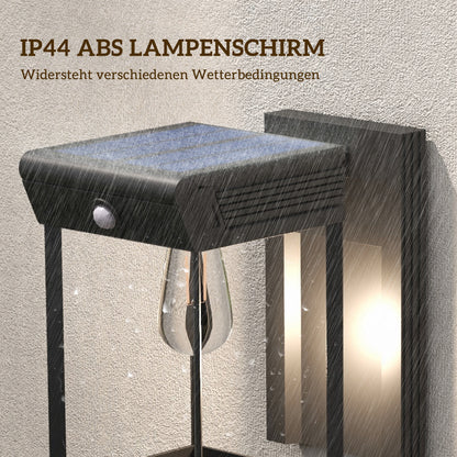 Outsunny Garten-Solarlicht Außenleuchte Solarlampe, wetterbeständig, Bewegungssensor, 14 cm x 24 cm x 24 cm, Schwarz