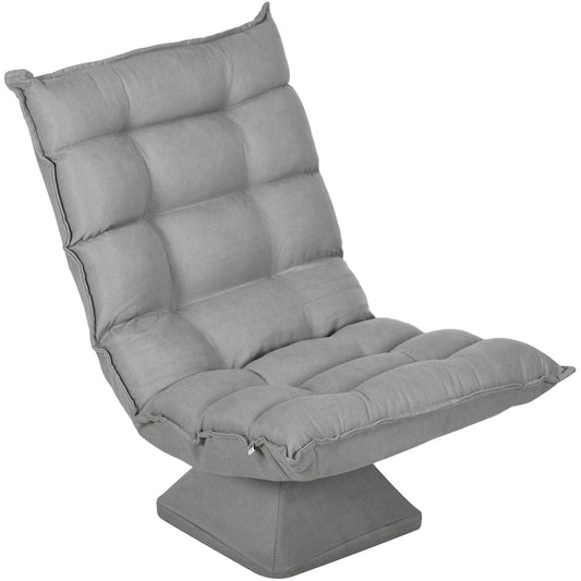 HOMCOM Relaxsessel Lesesessel, drehbar, Samtoptik, 62 cm x 70 cm x 95 cm, Hellgrau