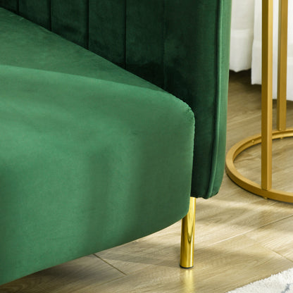 HOMCOM Sofa 3-Sitzer-Sofa Couch, inkl. 2 Kissen, Samtoptik, Retro-Design, abnehmbarer Bezug, 195 cm x 88 cm x 76 cm Grün