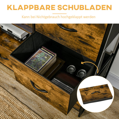 HOMCOM Aufbewahrungsregal mit Schubladen, offener Stauraum, Stahlrahmen, verstellbare Füße, 44x40x155 cm