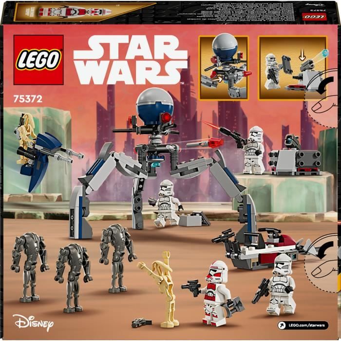 LEGO 75372 Star Wars Clone Troopers and Battle Droids Battle Pack, Toy with Speeder Bike and Minifigure