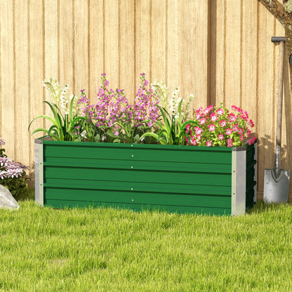 Outsunny Metall-Hochbeet, 2 separate Pflanzbereiche, offener Boden, einfacher Aufbau, 125 x 47 x 40cm, Grün