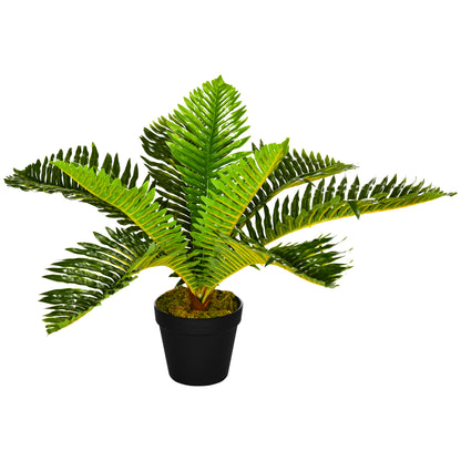 HOMCOM Kunstpflanze, Tropische Palme, inkl. Übertopf, 50 cm, Grün + Schwarz