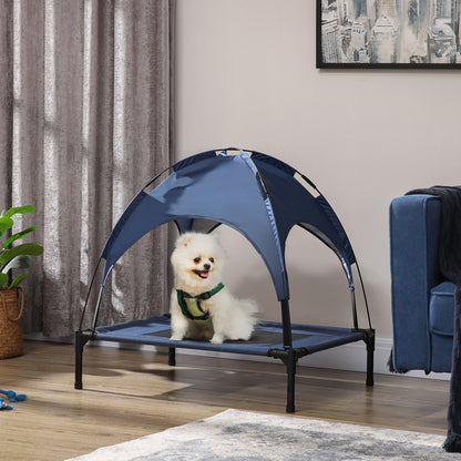 PawHut Haustierbett mit Baldachin, Hundebett, klappbar, wetterbeständig, Blau
