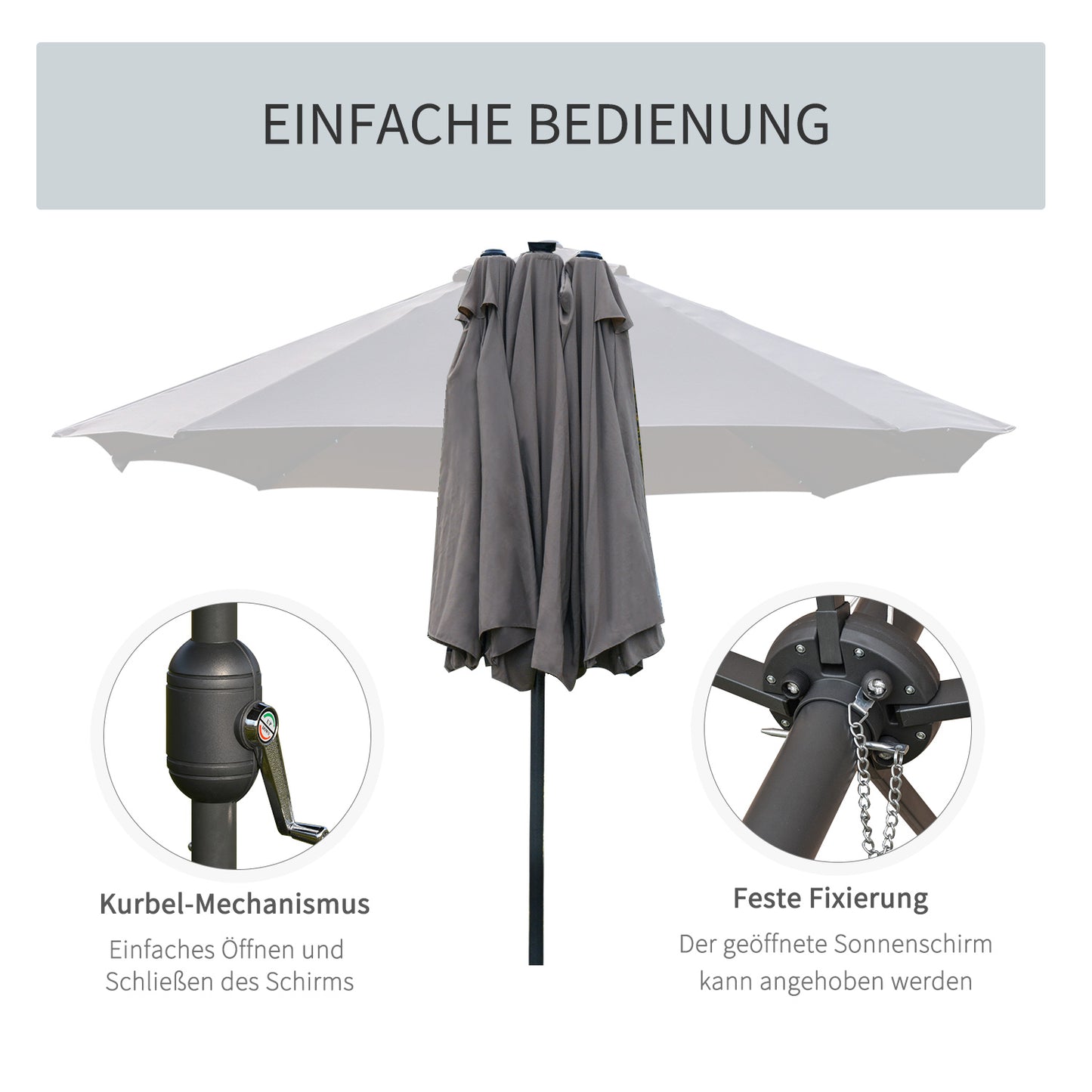 Outsunny Sonnenschirm Oval Dunkelgrau 440 x 260 cm