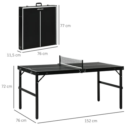 SPORTNOW Tischtennisset, faltbar, Schloss und Griff, Aluminiumrahmen, 152x76x72 cm, Schwarz