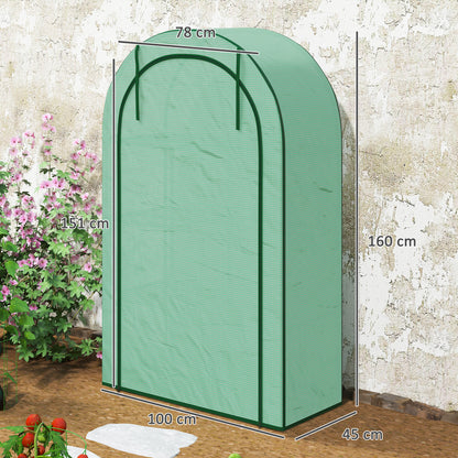 Outsunny Mini-Gewächshaus, 4-stufiges Gewächshaus mit Kunststoff-Plane, tragbar, Rolltür, 100 x 45 x 160 cm, Grün