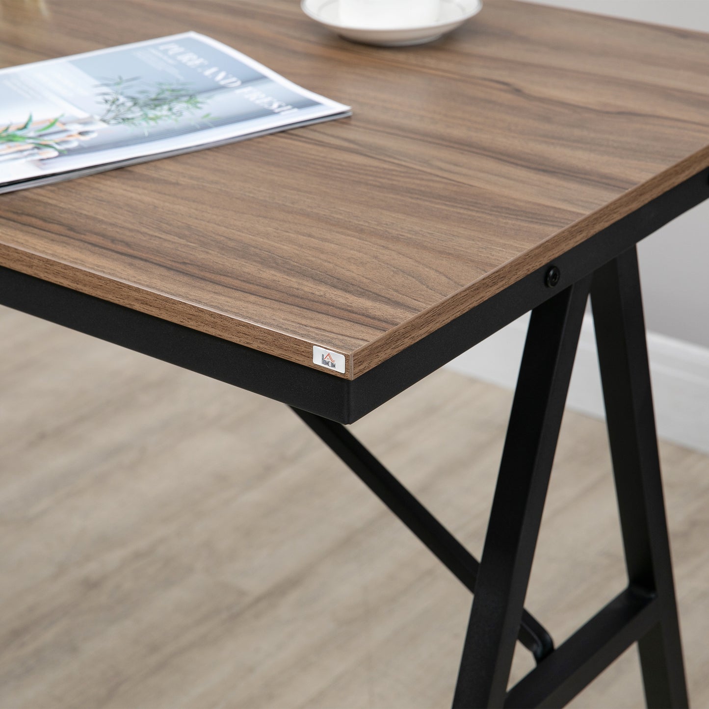HOMCOM Bartisch mit Barhockern im Industrie-Design, Knopfheftung, 120 cm x 60 cm x 91 cm, Hellgrau
