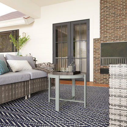 Outsunny Beistelltisch Gartentisch Rund wetterfest Aluminium Balkontisch mit Marmoroptik Grau